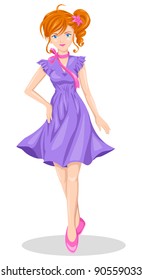 Vector illustration of a girl in anime style