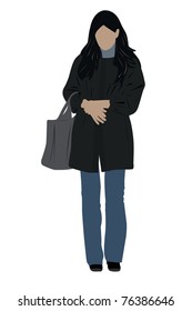 Vector illustration of girl with a bag