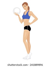 Vector illustration of a girl with ball