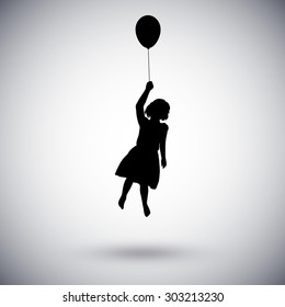Balloon girl silhouettes vector Images, Stock Photos & Vectors ...