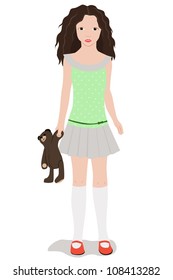 vector illustration of the girl with the bear