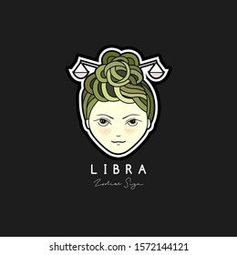 Vector illustration of a girl with beautiful hair. Zodiac sign, prediction, future, astrology. Fortune telling and magic in the universe.