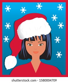 Vector illustration with girl with black hair. Concept with Girls with different styles.