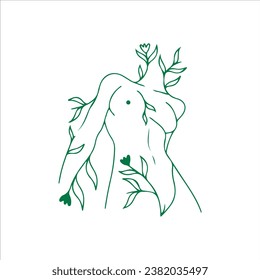vector illustration of girl body with concept leaves