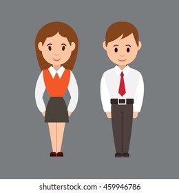 Vector illustration of girl and boy