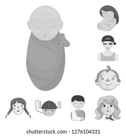 Vector illustration of girl and boy  logo. Set of girl and school vector icon for stock.