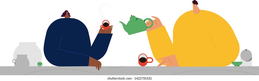 Vector illustration with girl and boy on break. Use in Web Project and Applications.