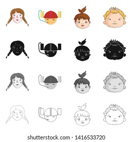 Vector illustration of girl and boy  sign. Collection of girl and school stock vector illustration.