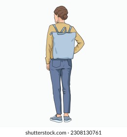 vector illustration of a girl carrying a bag