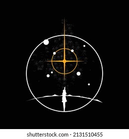 Vector illustration of girl catching a shooting star