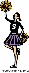 Vector illustration of girl cheerleader