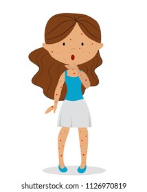 

vector illustration of a girl with chickenpox