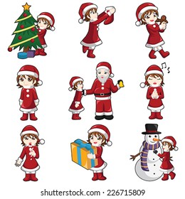 A vector illustration of girl with Christmas stuff