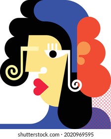 Vector illustration Girl with colorful hair