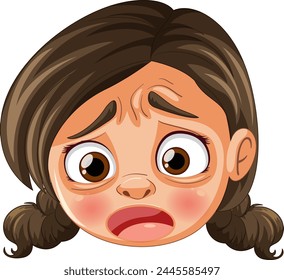 Vector illustration of a girl with a concerned face.