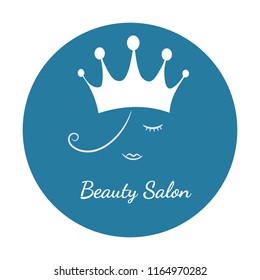 Vector illustration of a girl in a crown. Suitable for beauty salon logo