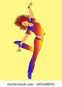 Vector illustration, girl - dancer in a jump 