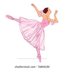 Vector illustration of girl dancing on a white background .