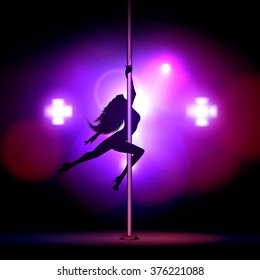Vector illustration of a girl dancing striptease.
