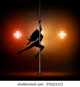 Vector illustration of a girl dancing striptease.