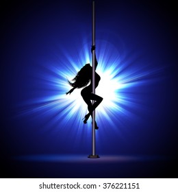 Vector illustration of a girl dancing striptease.
