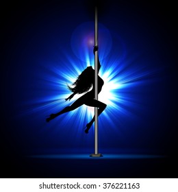 Vector illustration of a girl dancing striptease.