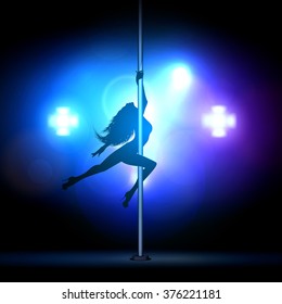 Vector illustration of a girl dancing striptease.