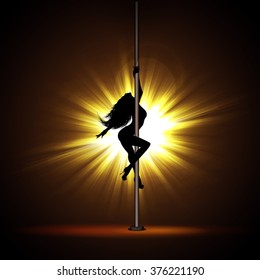 Vector illustration of a girl dancing striptease.