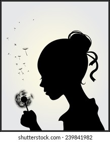 Vector illustration of a girl with dandelion