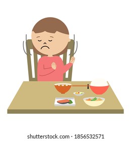 La ilustración vectorial de la niña no quiere comer.