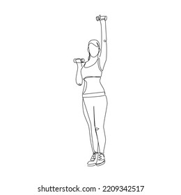 Vector illustration of a girl doing an exercise with dumbbells