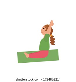 Vector illustration of a girl doing yoga. Drawing in a flat style