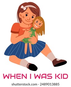 Ilustración vectorial de una chica con muñeca