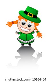 Vector illustration of a girl dressed in green