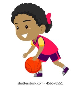 Vector Illustration of Girl dribbling the Ball