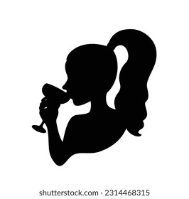 Vector illustration of a girl drinking