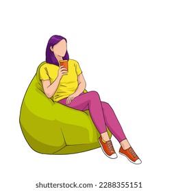 vector illustration of a girl drinking coffee