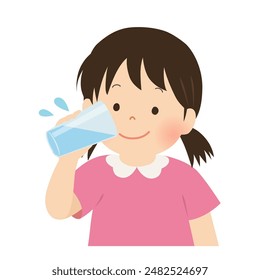 Vector illustration of a girl drinking water