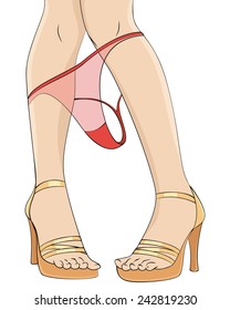 Vector illustration of a girl with dropped down panties