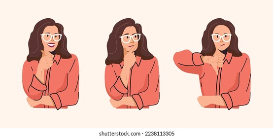 La ilustración vectorial de una niña evalúa la calidad de los servicios recibidos. Revisión, comentarios