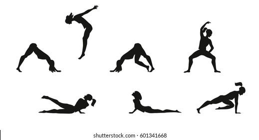 Vector illustration of girl exercised Deepwork, Yoga, Pilates, fitness. 