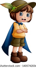 Vector illustration of Girl explorer with scout uniform
