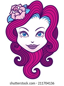Vector illustration of Girl face