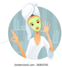 vector illustration of girl with face mask