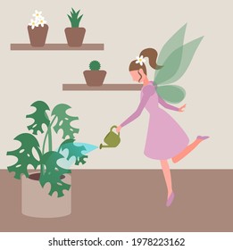 Vector Illustration girl fairy florist