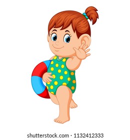 vector illustration of Girl with flotation ring