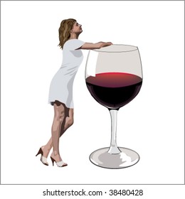 vector illustration of girl with goblet