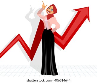 Vector illustration of a girl with graph