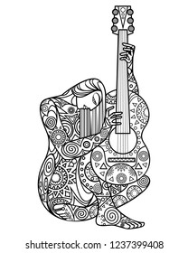 Vector illustration of a girl with a guitar