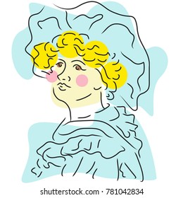 Vector illustration of a girl, hair, gold, fashion, hand painted pictures